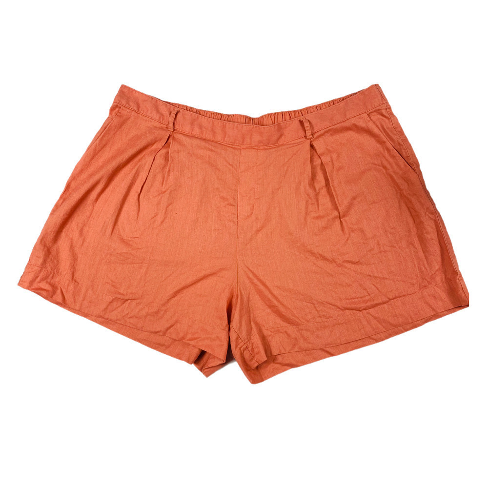 # 2X linen blend Elastic Waist Pull On Shorts